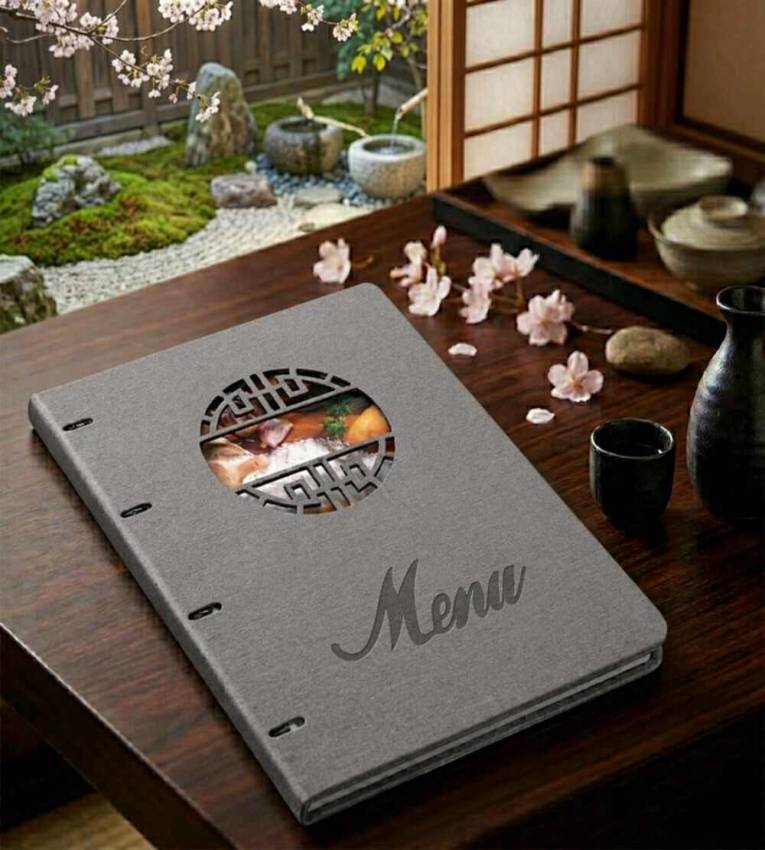 Porte-Menu A4 Classique en Similicuir PU Gris – 18 Vues Élégance Moderne